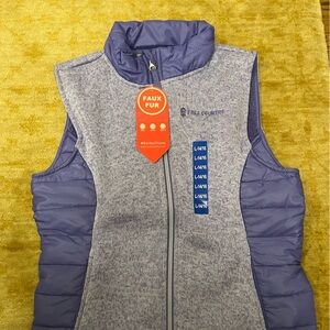 Free Country Purple Puffer Vest with Faux Fur